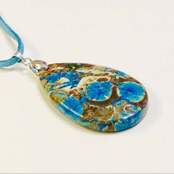 Blue Kambaba Jasper Stone Hand-crafted One-of-a-Kind Necklace - Picture 7 of 8